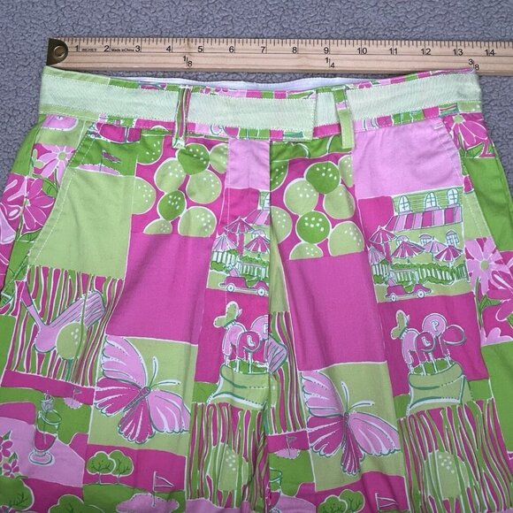 Vintage Lilly Pulitzer Golf Pants Size 0 Pink Green Retro White Label Patchwork - Picture 9 of 14